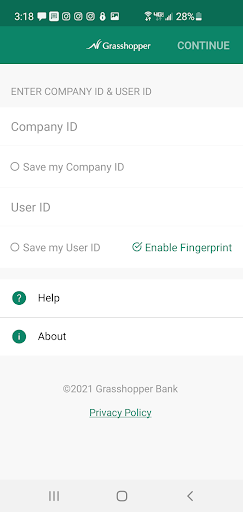 Android application Grasshopper Bank Commercial screenshort