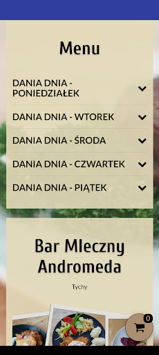 Android application Bar Mleczny Andromeda screenshort