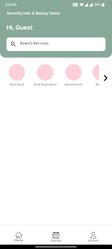 Android application Serenity Hair and Beauty screenshort