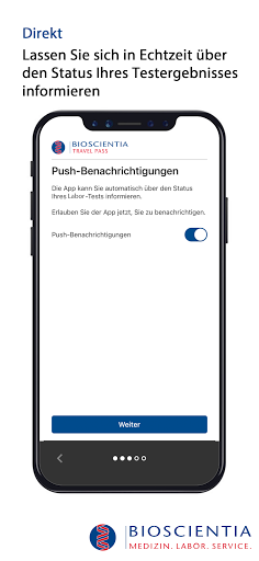 Bioscientia Travel Pass Screen 2