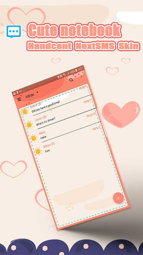 Screenshot of NextSMS Cute book skin