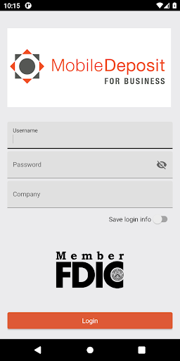 Android application Mobile Deposit for Business screenshort