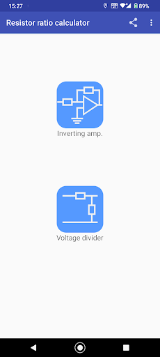 Android application Resistor ratio calculator screenshort