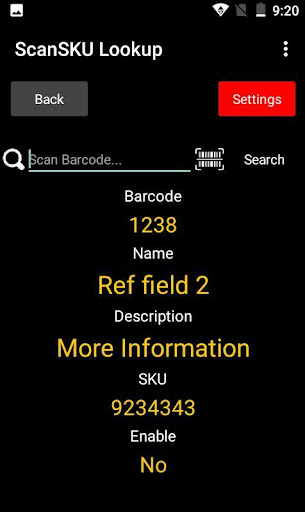 Barcode Scan Database Screen 2