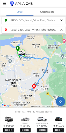 Android application Apna Cab screenshort