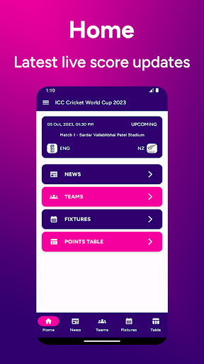 Android application World Cup 2023 - Live Updates screenshort