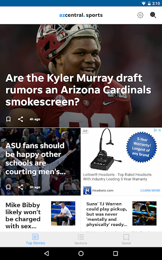 Screenshot of azcentral sports