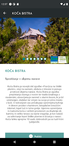 Android application Visit Velika Planina screenshort