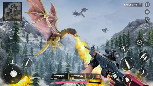 龙狩猎游戏 狙击手射击游戏:战争狙击手游戏 3d