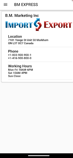 Android application BM Express screenshort