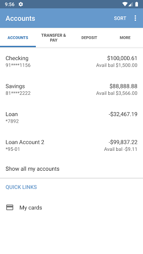 UNITY BANK MOBILE BANKING Screen 3