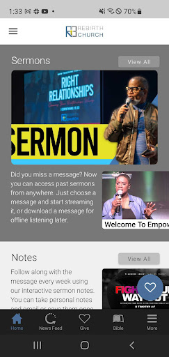 Android application Rebirth Church screenshort