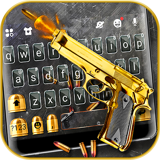 Golden Shooting Gun Keyboard T logo