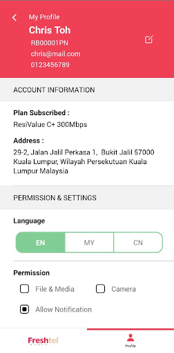 Freshtel Internet Screen 2