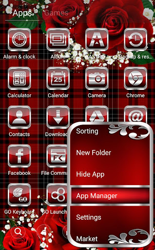 Red Roses Go Launcher Theme Screen 3