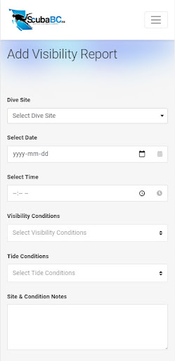 Scuba BC Visibility App Screen 2