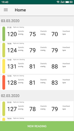 Android application Blood Pressure & Heartbeat Dia screenshort