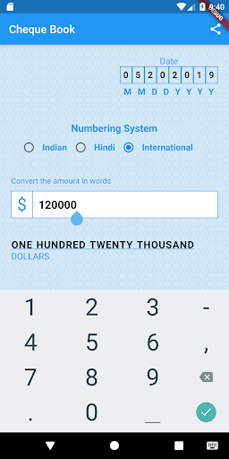 Android application Cheque Book screenshort