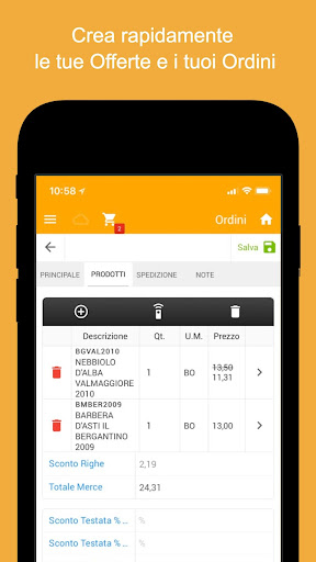 Android application Goose - Ordini Vendita screenshort