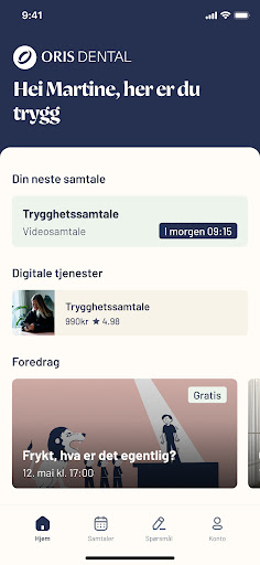 Android application Oris Dental - Trygghetssamtale screenshort