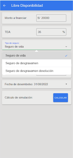 Android application Simulador de creditos screenshort