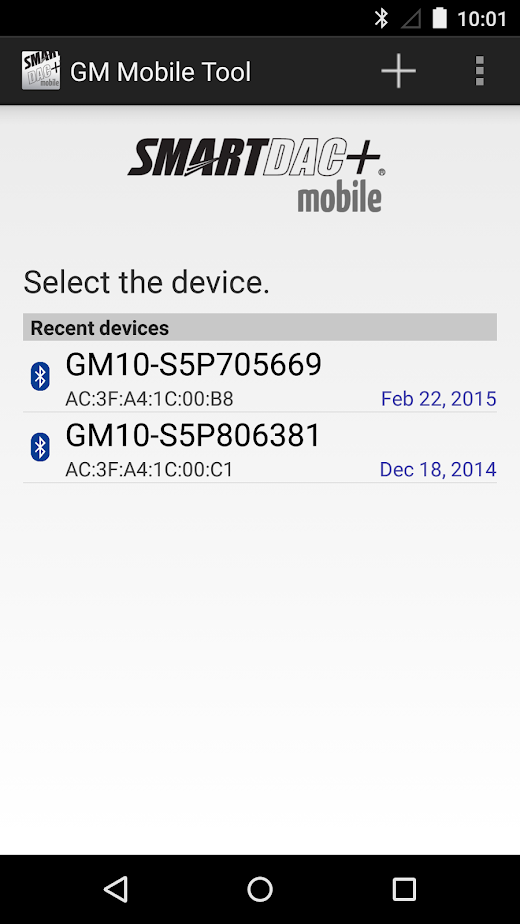 Android application SMARTDAC+ GM Mobile Tool screenshot