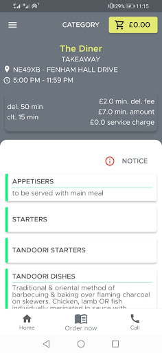 Android application The Diner screenshort