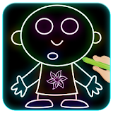 Cartoon Drawing :Draw & color cartoon with glow icon