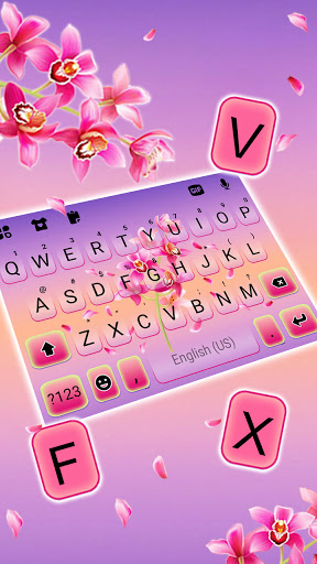 Pink Orchids Keyboard Backgrou Screen 2