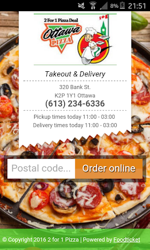 Android application 2 for 1 Pizza screenshort