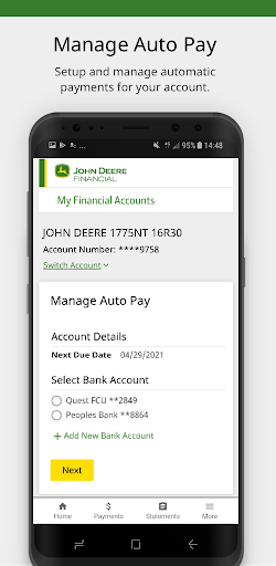 Screenshot of John Deere Financial Mobile