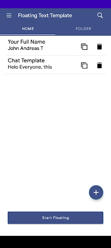 Android application Floating Text Template screenshort