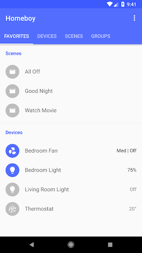 Android application Homeboy for Insteon Hub screenshort