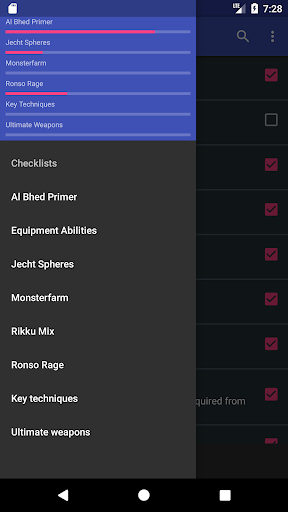 Android application Checklist for FFX screenshort