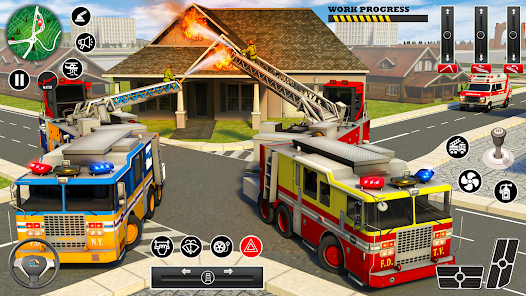 911 Fire Truck Rescue Driver emergência loucura 3D: jogo de missão