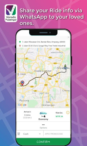 Android application Varada - Passenger (TAXI) screenshort