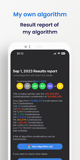 Lottery Algorithm Screen 3