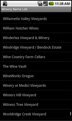 Oregon Winery Finder Screen 3