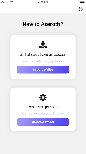 Azeroth Wallet Screen 2