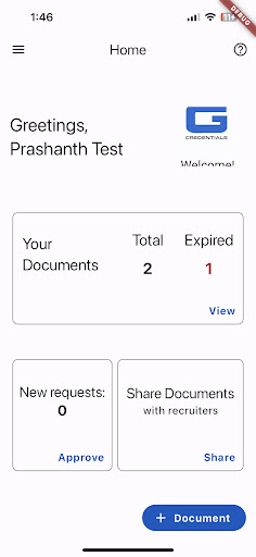 GCredentials Screen 2