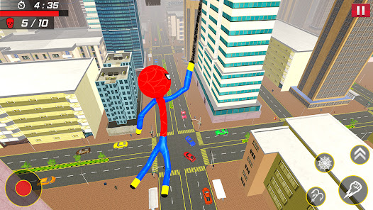 Flying Stickman Spider Rope Super Hero:Crime City screenshots 1