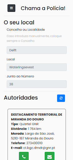 Android application Chama a Polícia! screenshort