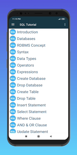 Android application SQL Tutorial screenshort
