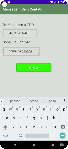 Mensagem sem Contato Screen 2