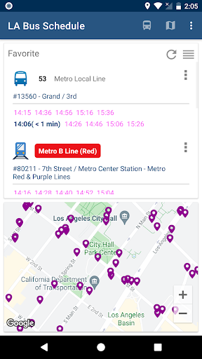 Android application Los Angeles Bus Schedule Time screenshort