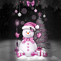 Pink Pastel Snowman- Wallpaper