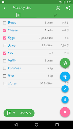 Shopping list Screen 2