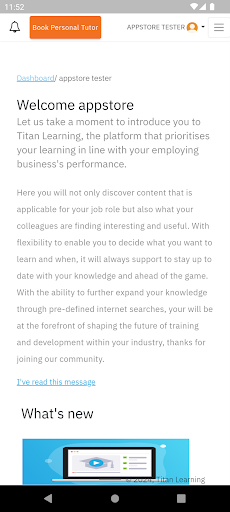 Titan Learning Screen 2