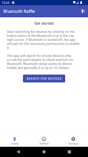 Android application Bluetooth Raffle screenshort