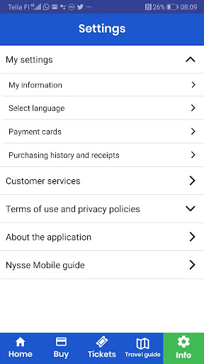 Android application Nysse Mobile screenshort